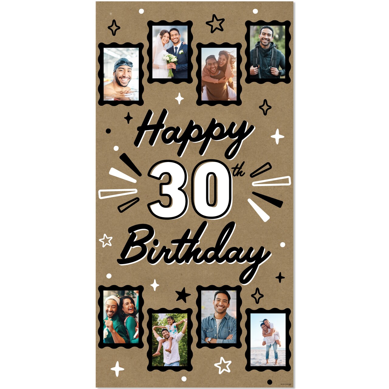 Big Dot of Happiness 30th Birthday Kraft Photo Banner, Happy 30th Birthday Brown Paper Photo Display for 4x6 Pictures, Milestone Decor – 1 Ct